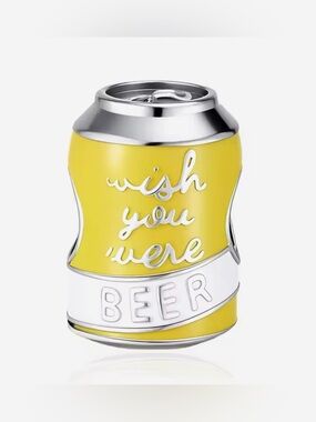 Silver & Yellow “Wish You Were Beer” Beer Can Charm